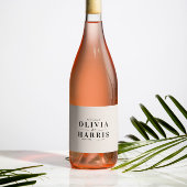 Modernes, schlichtes Schwarz-Weiß-Gastgeschenk Weinetikett