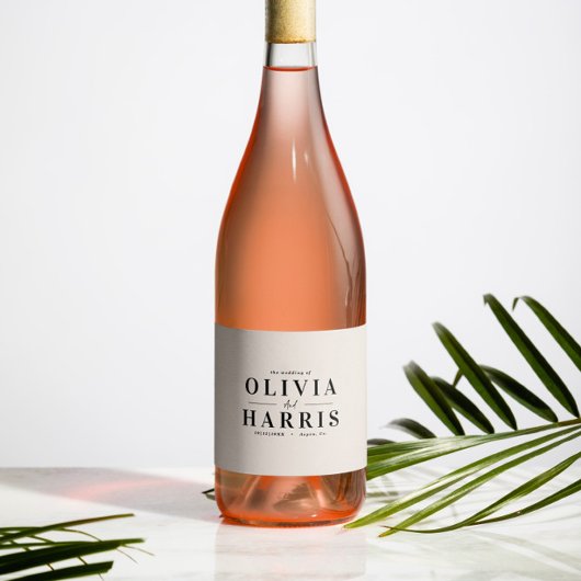 Modernes, schlichtes Schwarz-Weiß-Gastgeschenk Weinetikett