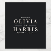 Modernes, schlichtes Schwarz-Weiß-Gastgeschenk Weinetikett (Einzelnes Label)