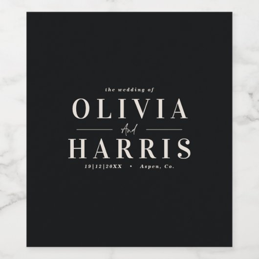 Modernes, schlichtes Schwarz-Weiß-Gastgeschenk Weinetikett (Einzelnes Label)