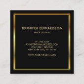 Modernes, schlichtes, schwarzes Gold beruflich Quadratische Visitenkarte (Rückseite)