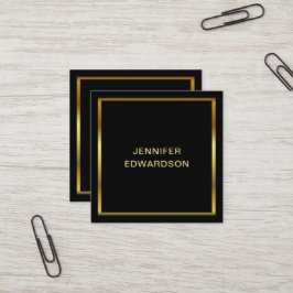 Modernes, schlichtes, schwarzes Gold beruflich Quadratische Visitenkarte