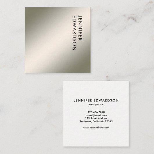 Modernes, schlichtes, silberweißes beruflich quadratische visitenkarte (Vorne/Hinten)