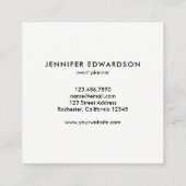 Modernes, schlichtes, silberweißes beruflich quadratische visitenkarte (Rückseite)