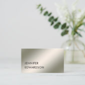 Modernes, schlichtes silberweißes beruflich visitenkarte (Stehend Vorderseite)