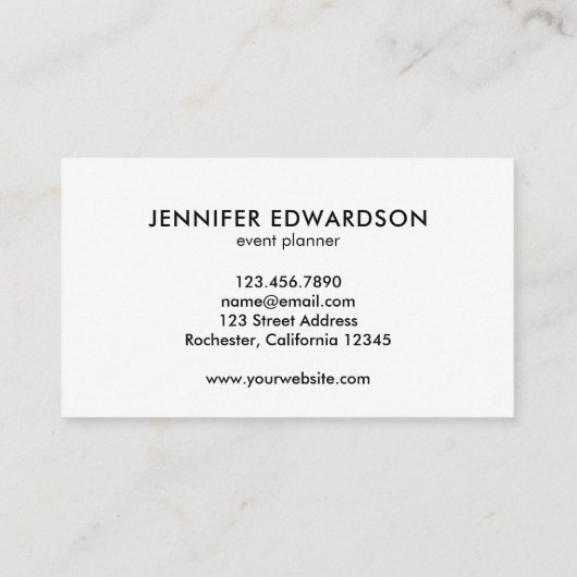 Modernes, schlichtes silberweißes beruflich visitenkarte (Rückseite)