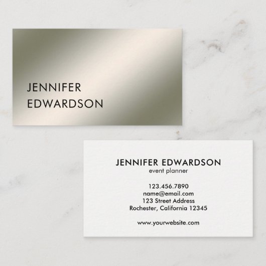 Modernes, schlichtes silberweißes beruflich visitenkarte (Vorne/Hinten)