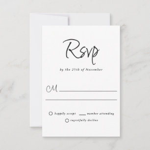 Modernes Schlichtes und einfaches Lässiges Hochzei RSVP Karte