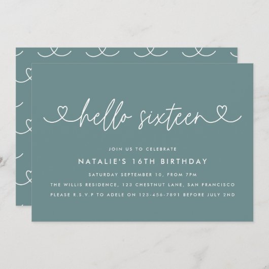 Modernes, schlichtes und elegantes Drehbuch zum 16 (Vorne/Hinten)