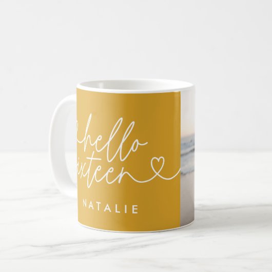 Modernes, schlichtes und elegantes Drehbuch zum 16 Kaffeetasse (Vorderseite Links)