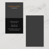 Modernes, Schlichtes, vertikales Schwarz-Grau-Desi Visitenkarte (Vorne/Hinten)