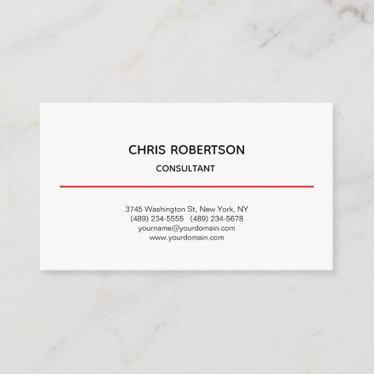 Modernes Schlichtes Weiß Minimalistisch Visitenkarte (Vorderseite)