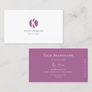 Modernes Schlichtes Weiß und Lilac mit Monogram St Visitenkarte