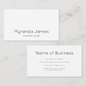 Modernes Schlichtes Weiß und Schwarz Einfach Minim Visitenkarte (Vorne/Hinten)