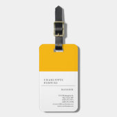 Modernes, schlichtes, weißes Gelb Minimalistisch Gepäckanhänger (Vorderseite vertikal)