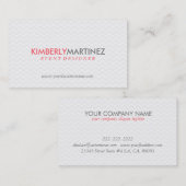 Modernes schlichtes weißes Zigzag-Zickzack Muster Visitenkarte (Vorne/Hinten)