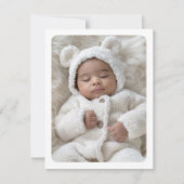 Modernes schlinggrün-weißes Foto für Neugeborene Ankündigung (Vorderseite)