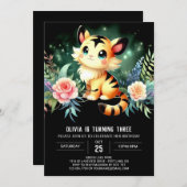 Modernes Schloss Tiger Geburtstag Einladung (Vorne/Hinten)