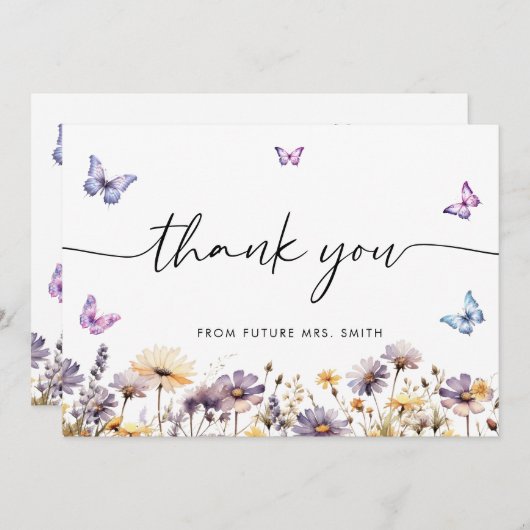 Modernes Schmetterlingszeichen Brautparty Begrüßun Dankeskarte (Vorne/Hinten)