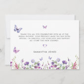 Modernes Schmetterlingszeichen Brautparty Begrüßun Dankeskarte (Rückseite)