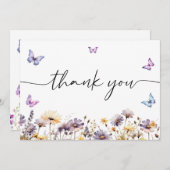 Modernes Schmetterlingszeichen Brautparty Begrüßun Dankeskarte (Vorne/Hinten)