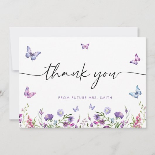 Modernes Schmetterlingszeichen Brautparty Begrüßun Dankeskarte (Vorderseite)