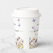 Modernes Schmetterlingszeichen Brautparty Begrüßun Pappbecher (Links)