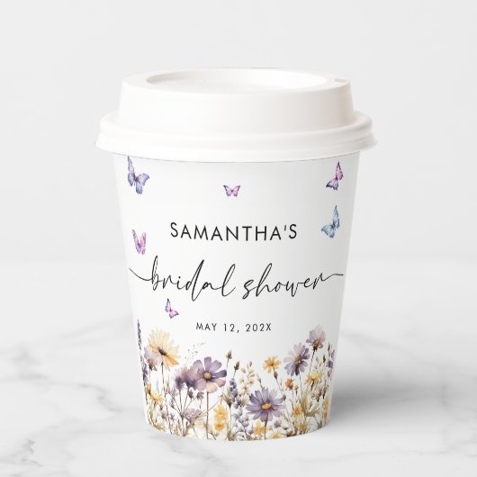 Modernes Schmetterlingszeichen Brautparty Begrüßun Pappbecher (Vorderseite)