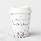 Modernes Schmetterlingszeichen Brautparty Begrüßun Pappbecher (Rückseite)