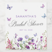 Modernes Schmetterlingszeichen Brautparty Begrüßun Weinetikett (Einzelnes Label)