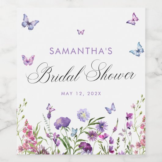 Modernes Schmetterlingszeichen Brautparty Begrüßun Weinetikett (Einzelnes Label)