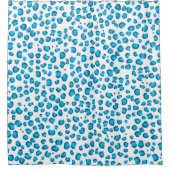 Modernes schneebedecktes Tierdruckmuster Blau Duschvorhang (Vorderseite)