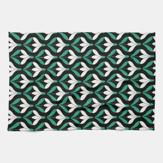 Modernes Schneefall-Muster Mitte des Jahrhunderts Geschirrtuch (Horizontal)