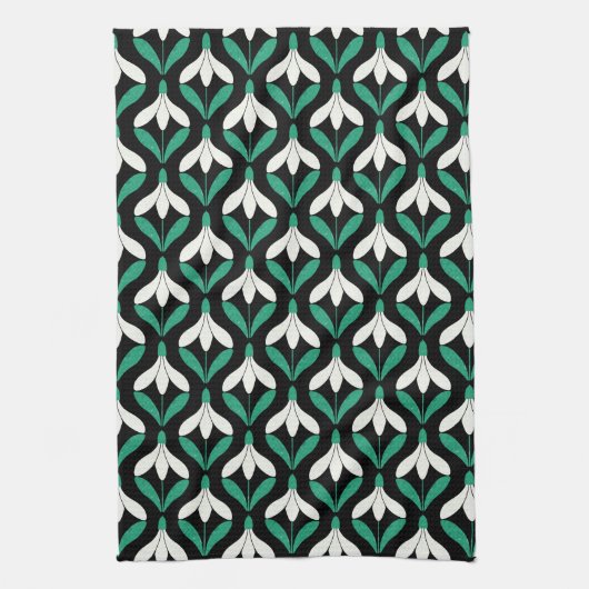 Modernes Schneefall-Muster Mitte des Jahrhunderts Geschirrtuch (Vertikal)