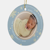 Modernes Schneeflocken 2 Fotos Keramik Ornament (Links)