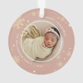 Modernes Schneeflocken 2 Fotos Ornament (Rückseite)