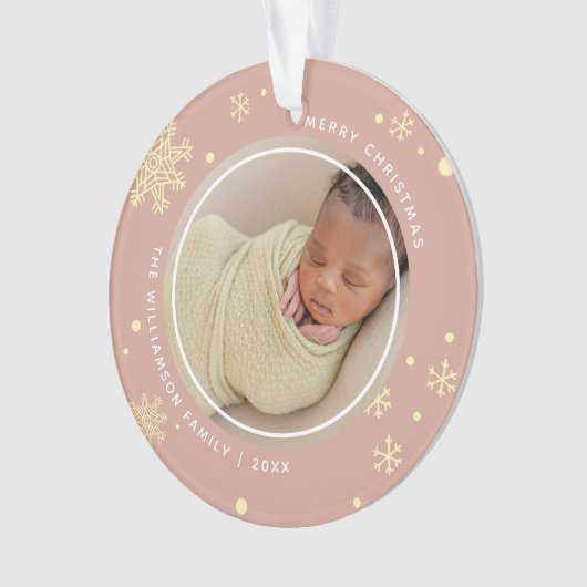 Modernes Schneeflocken 2 Fotos Ornament (Vorderseite)