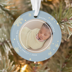 Modernes Schneeflocken 2 Fotos Ornament