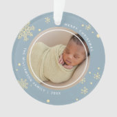 Modernes Schneeflocken 2 Fotos Ornament (Vorderseite)