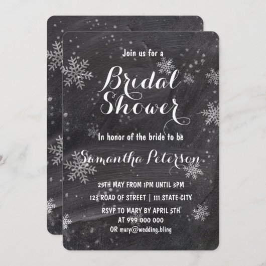 Modernes Schneeflocken-Brautparty Einladung (Vorne/Hinten)