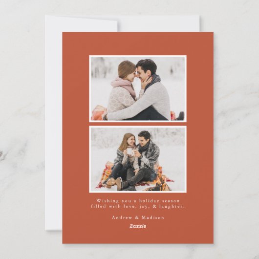 Modernes Schneeflocken-Foto Feiertagskarte (Rückseite)