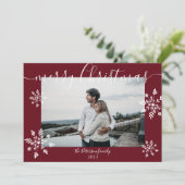Modernes Schneeflocken-Foto Feiertagskarte (Stehend Vorderseite)