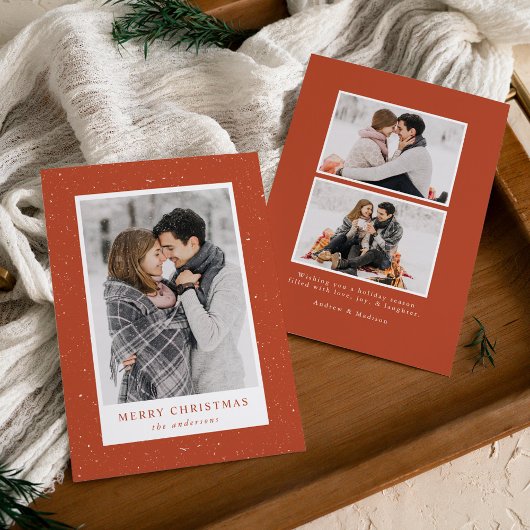 Modernes Schneeflocken-Foto Feiertagskarte