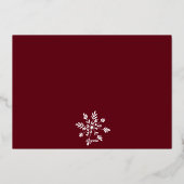 Modernes Schneeflocken-Foto Folien Feiertagskarte (Rückseite)