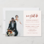 Modernes Schneeflocken Wir machen noch ein Foto zu Einladung (Vorderseite)