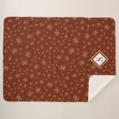 Modernes Schneeflockenmuster auf Mit Monogramm Rot Sherpadecke (Vorderseite (Horizontal))