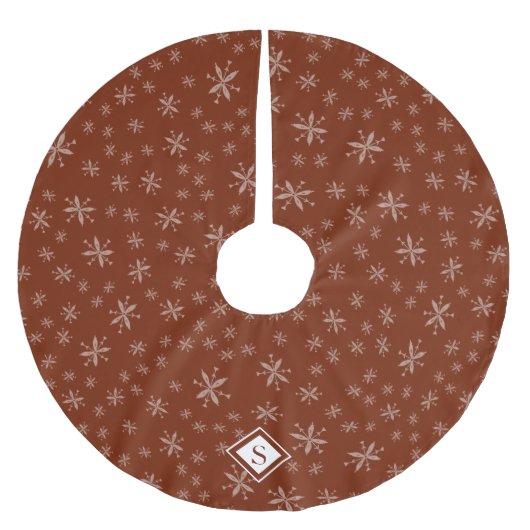 Modernes Schneeflockenmuster Mit Monogramm Weihnac Polyester Weihnachtsbaumdecke (Vorderseite)