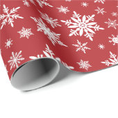 modernes Schneeflockenpapier in rot/weiß Geschenkpapier (Rolleneckpunkt)
