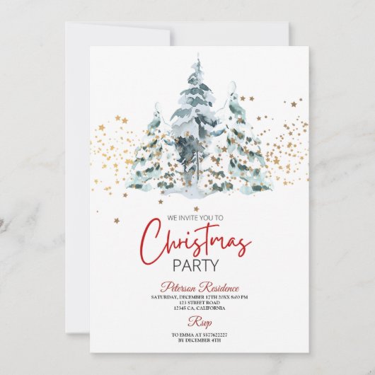 Modernes Schneeflockenpine im Winter Weihnachts-Pa Einladung (Vorderseite)