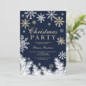 Modernes Schneeflockenpine im Winter Weihnachts-Pa Einladung (Stehend Vorderseite)